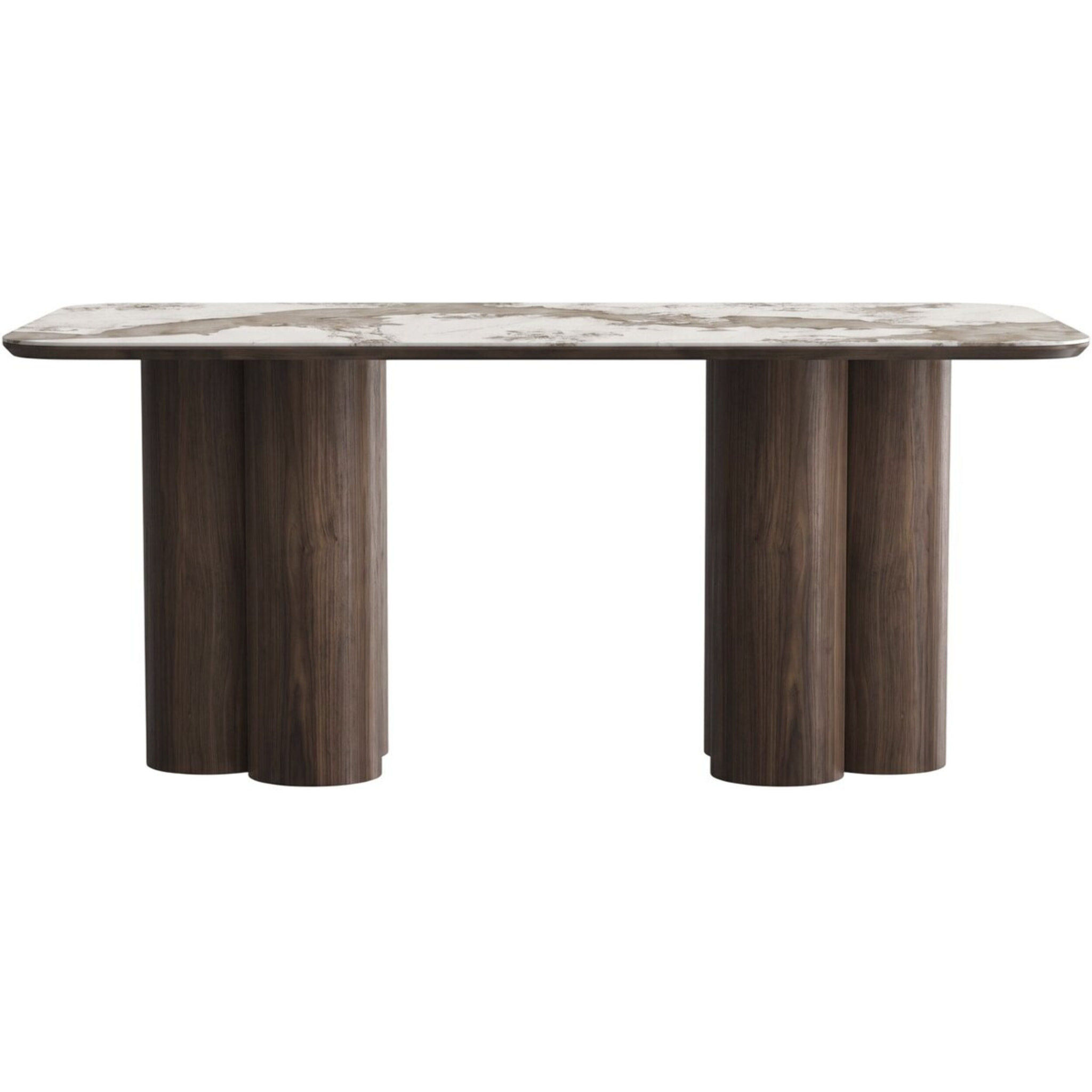 Table repas en bois avec plateau en céramique "Zora" - 6 places - Marron