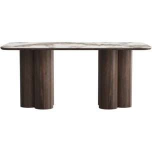 Table repas en bois avec plateau en céramique "Zora" - 6 places - Marron