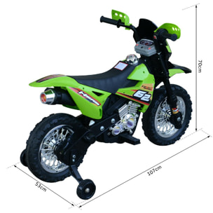 Motocross électrique 35 W enfant 3 à 6 ans dim. 107L x 53l x 70H cm roulettes amovibles vert