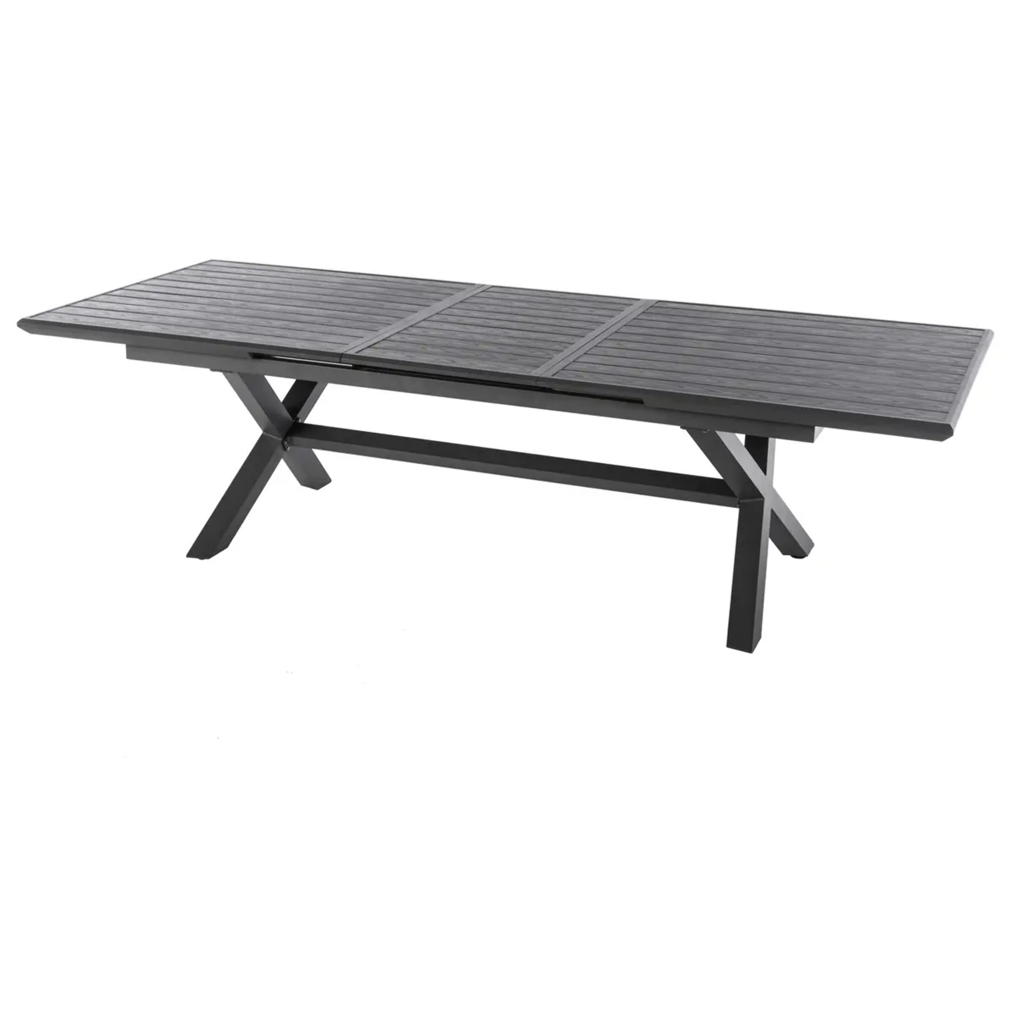 Table de jardin extensible "Axiome" ardoise granitée 10 places en aluminium traité époxy
