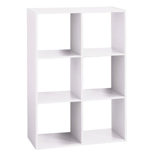 Well home - estante de madera con 6 compartimentos color blanco h.100,5cm