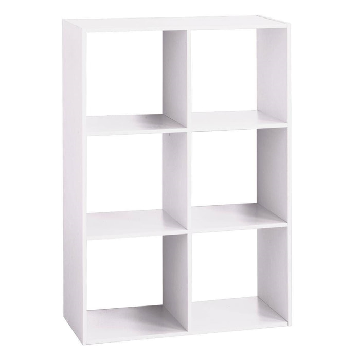 Well home - estante de madera con 6 compartimentos color blanco h.100,5cm