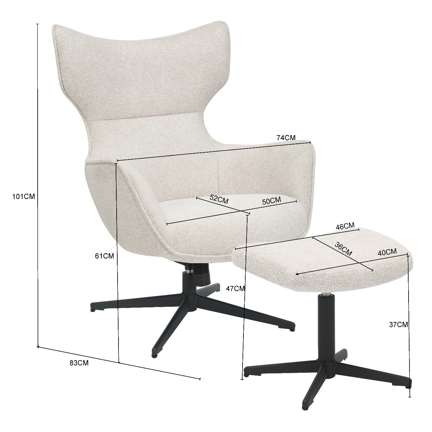 Fauteuil pivotant et repose-pieds Jules marron Kare Design