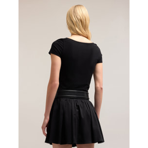 Motivi - T-shirt con arricci - Nero