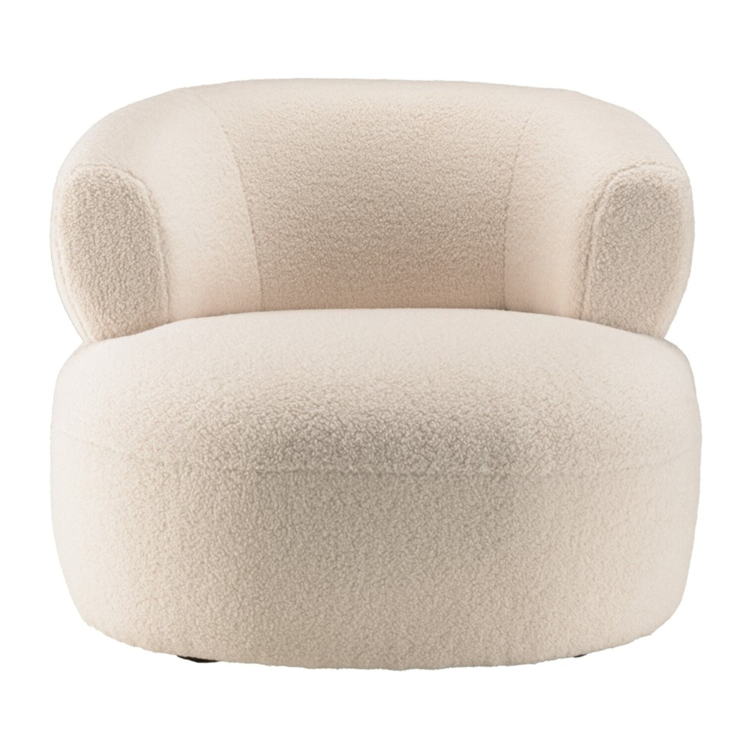 GASTON - Fauteuil en tissu bouclette écru assise arrondie