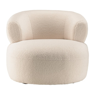 GASTON - Fauteuil en tissu bouclette écru assise arrondie