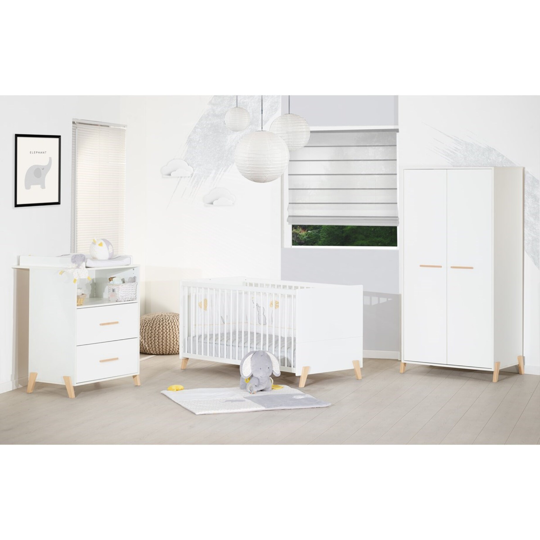 Lit évolutif 140x70 - Little Big Bed sur pieds en bois blanc