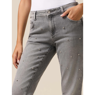 Oltre - Jeans regular con castoni - Grigio
