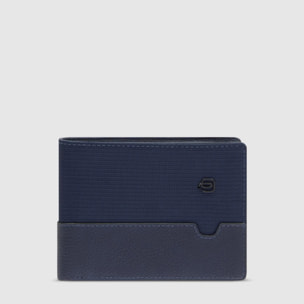 Piquadro Portafogli in tessuto riciclato e pelle con portamonete, schermato con protezione RFID