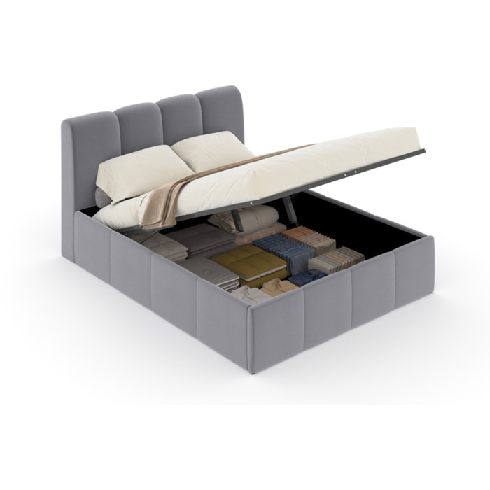 MOORE Lit nuage coffre 160x200cm velours gris