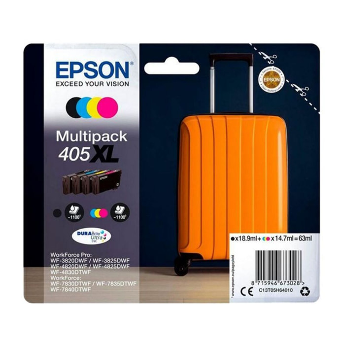 Cartouche d'encre EPSON Pack Multipack 4 Originales 405 XL (Noir + 3 Couleurs) - C13T05H64010