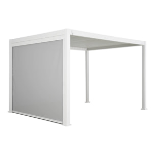 Pergola Bioclimatique blanche – Triomphe – 300x400cm. aluminium. à lames orientables + store 300cm