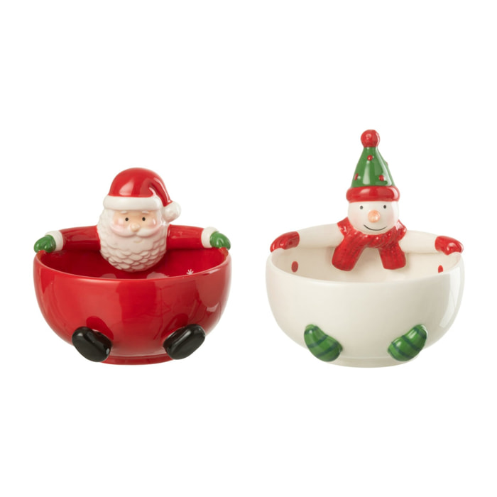 J-Line plat Père Noël + Bonhomme de Neige Dolomite - céramique - mix - 2 pcs