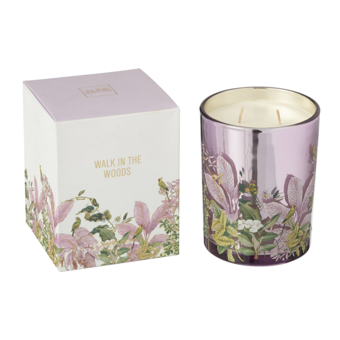 J-Line bougie parfumée Walk In The Woods - Mimosa & Rose - verre - rose - large - 55H