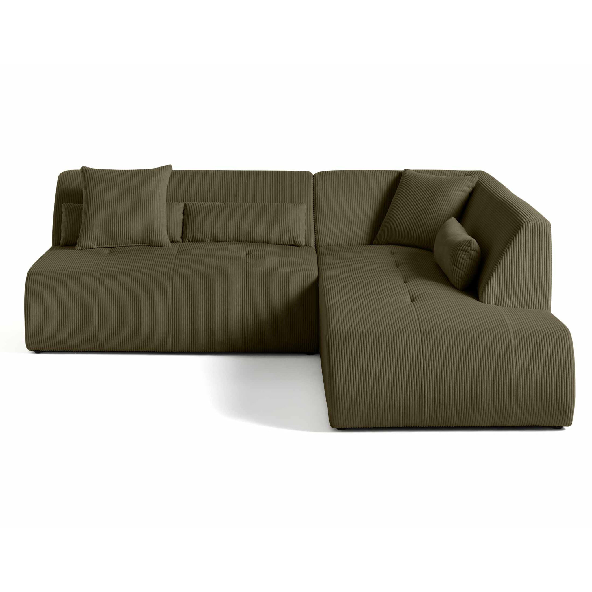 Onyx - canapé modulable d'angle droit - 5 places - en velours côtelé - Vert