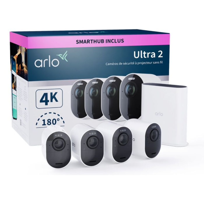 Caméra de surveillance ARLO 4 caméras extérieures blanches Ultra 2