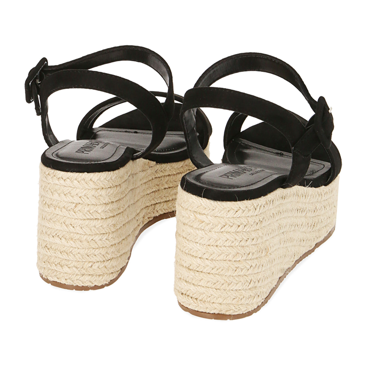 Sandalias negras de microfibra, plataforma de 8,5 cm