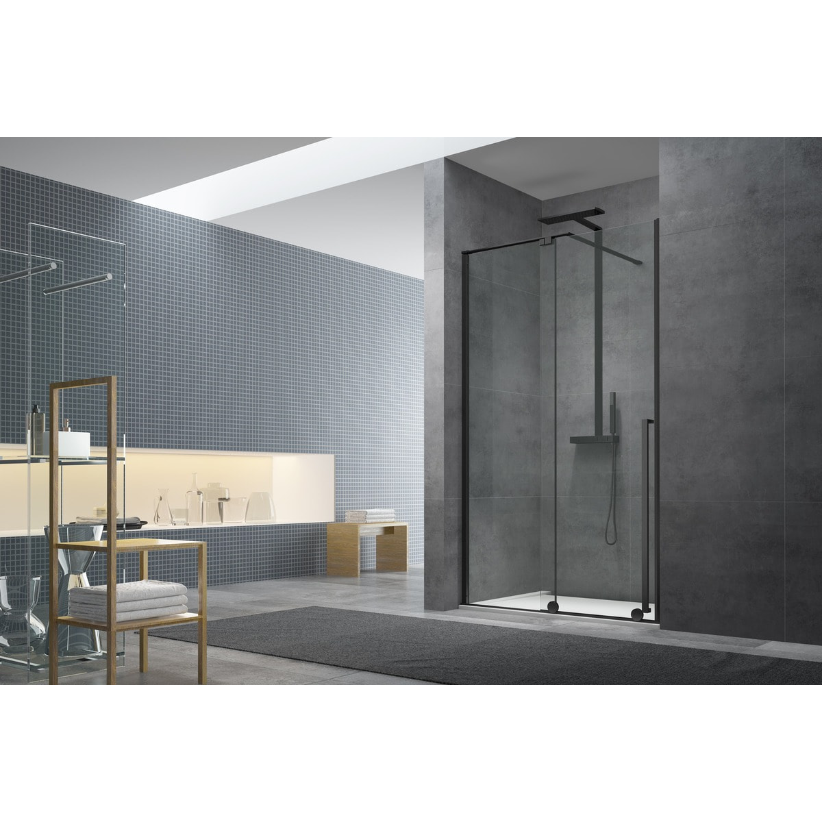 Walk-in X Motion Porte coulissante de douche sans profilés, verre transparent Easy Clean 110x200cm (SIKOWIXM110)