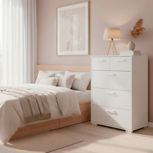 Cassettiera Alta 5 Cassetti Comò Mobile Contenitore Moderno Cassetti Scorrevoli A Sfera Camera Da Letto Ingresso Soggiorno 70.2×39.8×82.7 Cm Bianco