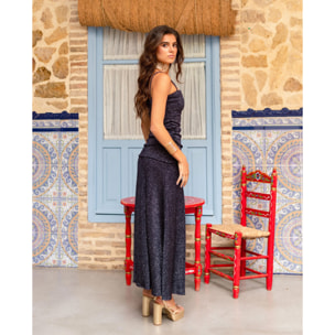 Vestido midi de tirantes con brillo