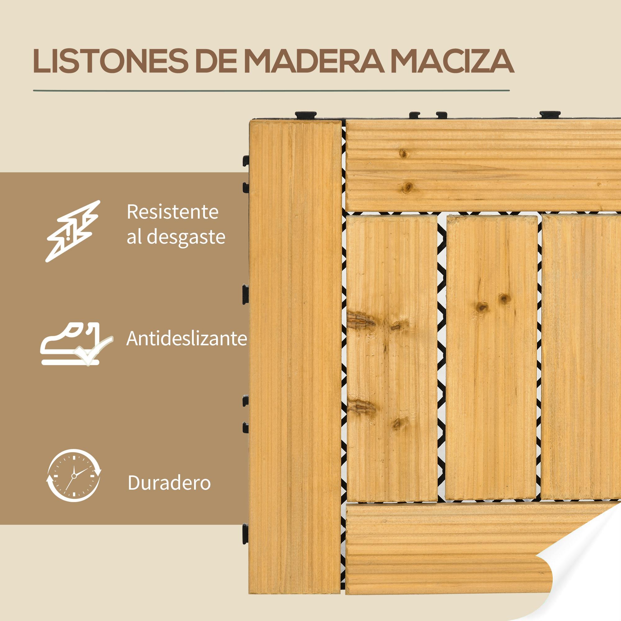 Set de 27 Piezas Baldosas de Madera 30x30 cm Área de 2,5 m² para Jardín Balcón