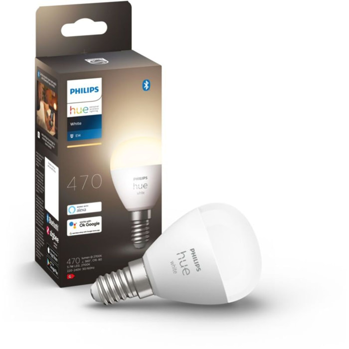 Ampoule LED connectée PHILIPS HUE White E14 Sphérique