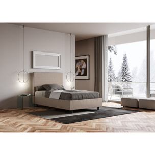 Letto una piazza e mezza senza rete imbottito 120x210 similpelle tortora Focus