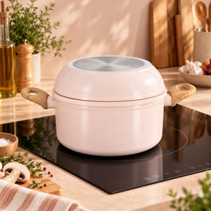 Batterie de cuisine amovible 8 pièces rose en aluminium recyclé COLORAMA