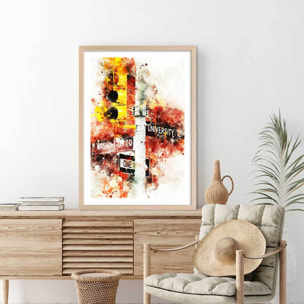 Affiche traffic lights university place Affiche + cadre en bois - Chêne