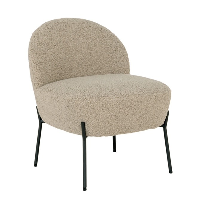 Renato - fauteuil avec pieds en acier - en tissu bouclette - Beige
