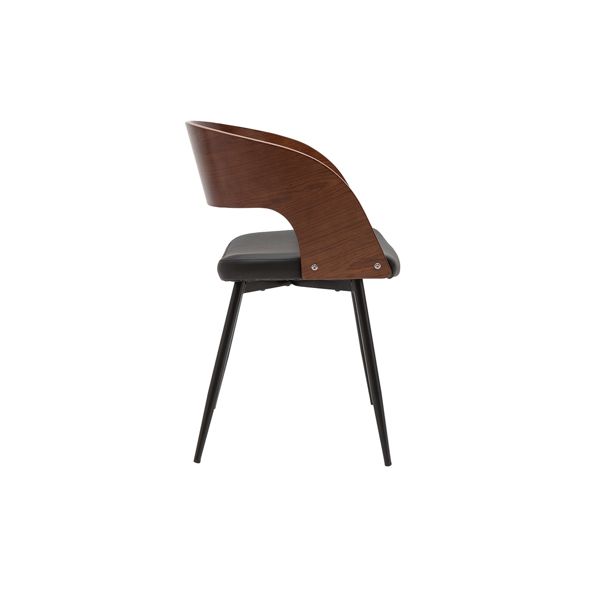 Chaises design bois foncé noyer, assises et métal noirs (lot de 2) RIFF