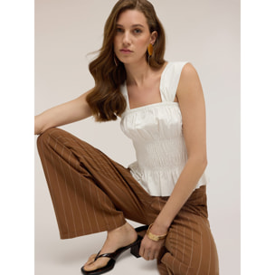 Motivi - Blusa de popelín con tirantes anchos - Blanco