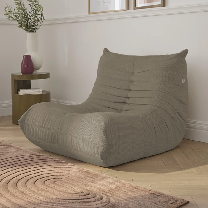EMILE - Fauteuil en velours côtelé taupe