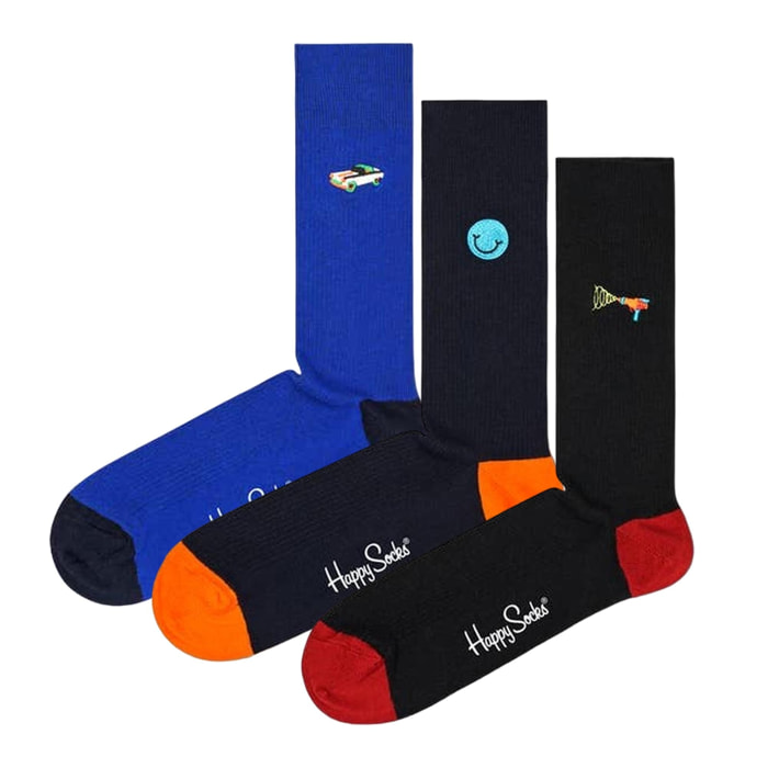 Pack de 3 calcetines azul y negro Happy socks