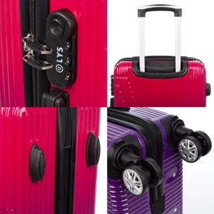 Valigia cabin trolley in PP resistente agli urti. Chiusura numerica, 4 ruote doppie estraibili e girevoli a 360°.