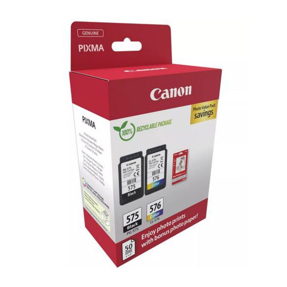 Cartouche d'encre CANON Pack de 2 Originales PG-575 Noir et CL-576 Couleur - 5889C004