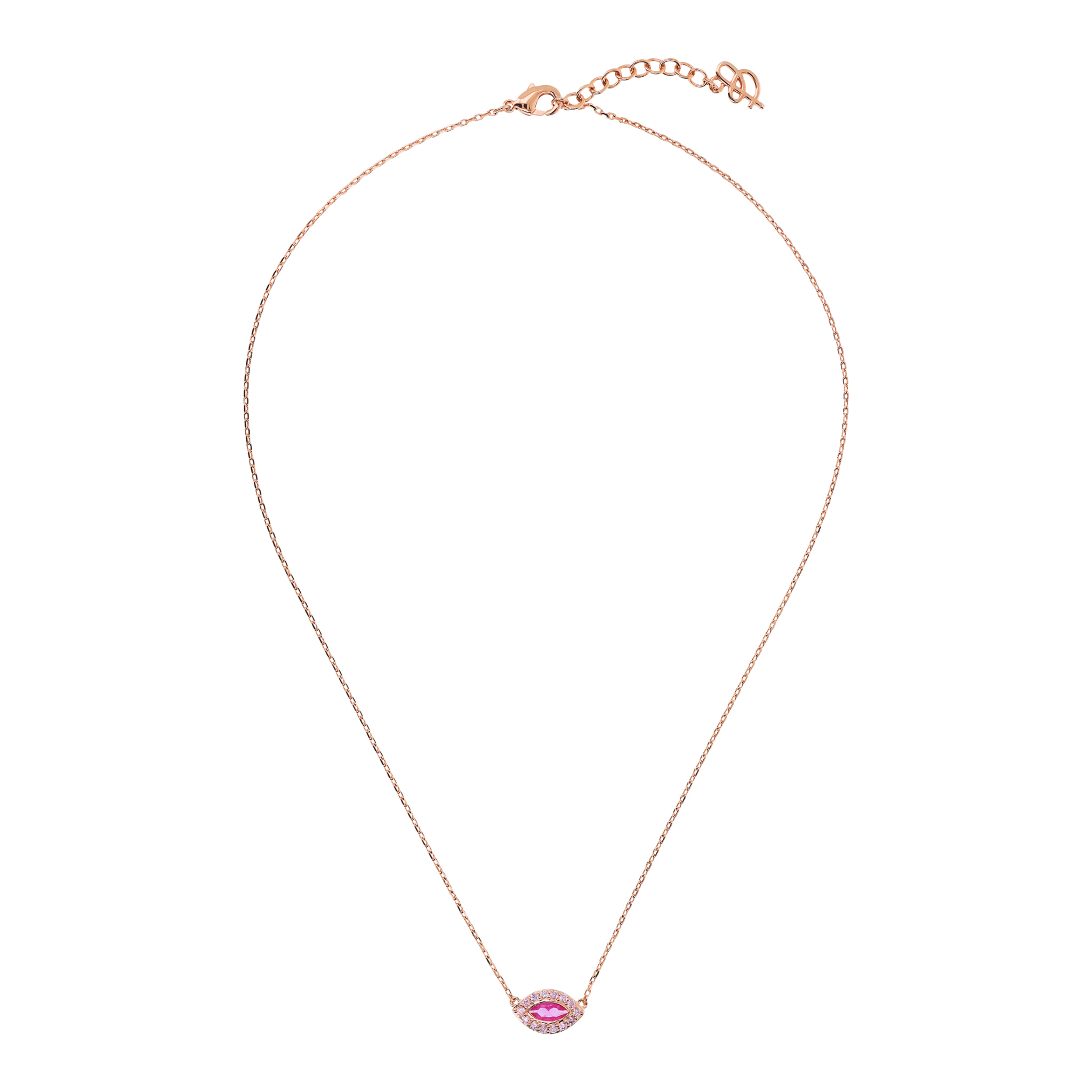 Collana Catena Forzatina con Pendente Marquise in Cubic Zirconia Rosa