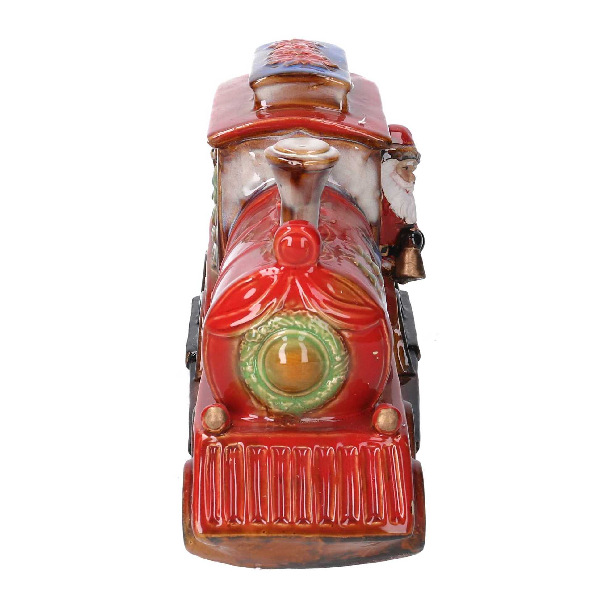 Babbo natale ceramica su trenino rosso cm35x14h22