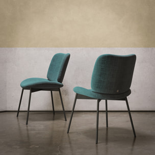 SET DI 2 SEDIE MAKO - STRUTTURA GRIGIO CARBONE, TESSUTO FLORA MARRONE OTTANIO