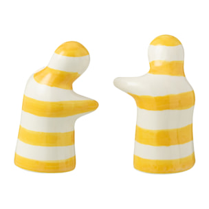 J-Line salière + poivrière Granada Stripes - céramique - blanc/jaune