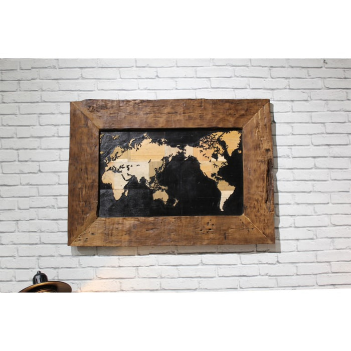 Tableau carte monde en bois de teck - EARTH