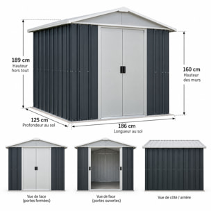 Abri de jardin métal anthracite Yardmaster 2,3 m² + kit d'ancrage