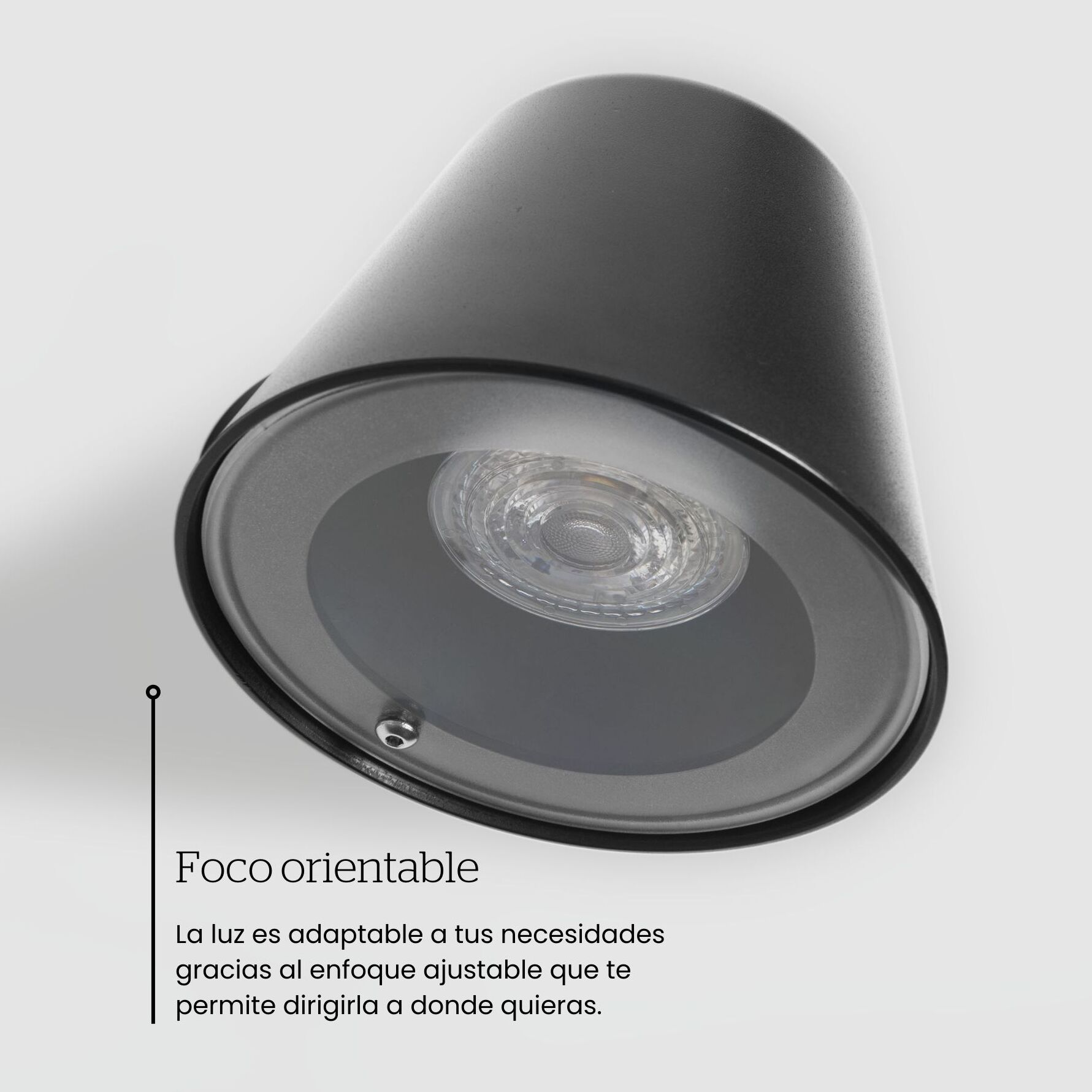 FORLIGHT Cone - Aplique de Pared Exterior de 1 Foco Orientable GU10 con IP54 de Color Negro