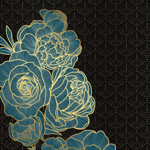 Papier peint, rose bleue Noir