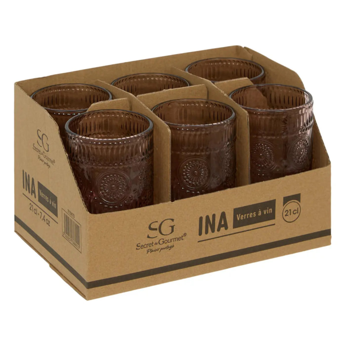 Lot de 6 verres à vin Ina 210ml rose