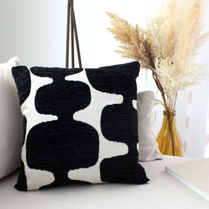 Coussin décoratif déhoussable jacquard motif moderne - Noir