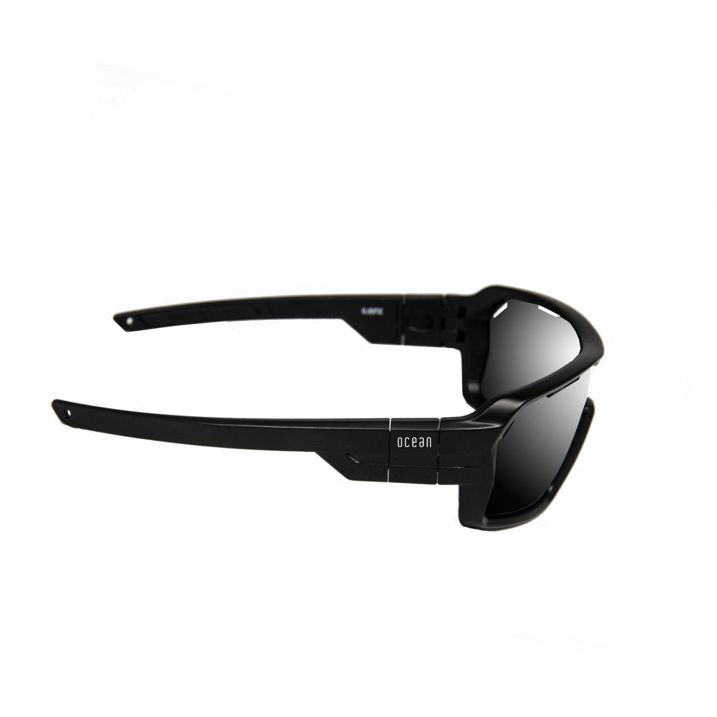 Gafas de deportes acuáticos OCEAN CHAMELEON - Negro brillante / Ahumada con plaquetas puntas y espuma negras con correa negra