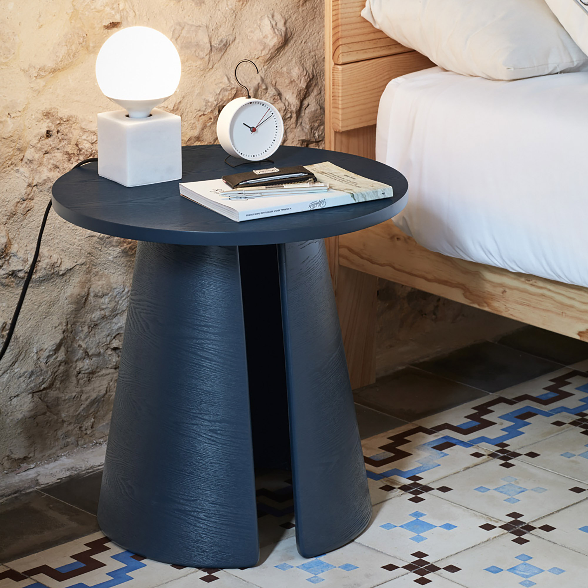 Mesa auxiliar redonda Cep azul oscuro