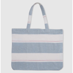 Pack bolso + toalla pareo algodón raya oria índigo