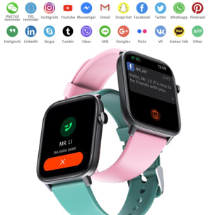 Smartwatch DM19 con schermo 1.8, pressione sanguigna e monitor O2. Varie modalità sportive, notifiche delle app.